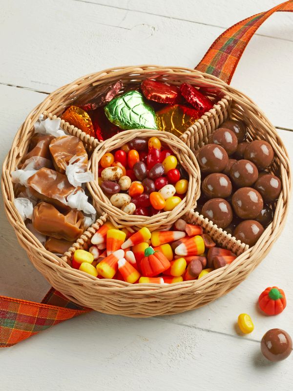 1 autumn sweets sampler filled with chocolates and fall candies