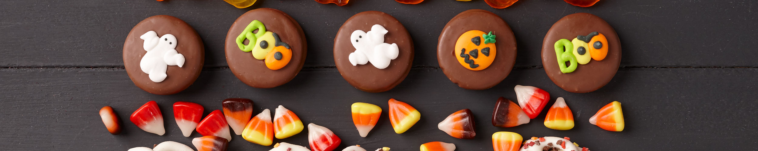 Fall and Halloween chocolate oreos and candy corn